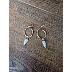 Madewell Freshwater Pearl Hoop Earrings Vintage Gold Dainty Bridal Wedding